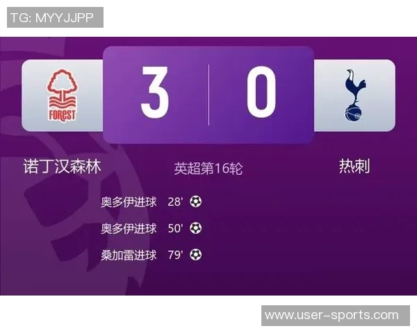 桑加雷在78分钟打入精彩进球热刺客场遭森林队三球领先